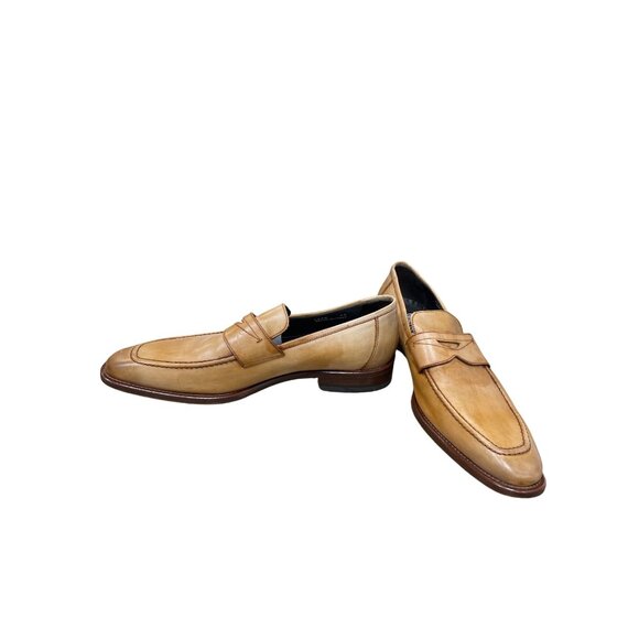 Calzoleria Toscana Handcrafted Mens Italian Leather Tan Loafers Sz 11 SKU 9479 - Picture 2 of 16
